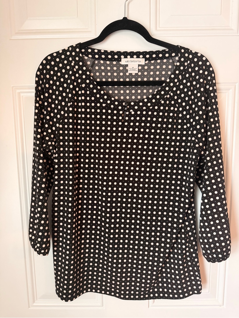 Liz Claiborne Black and White Polka Dot Blouse